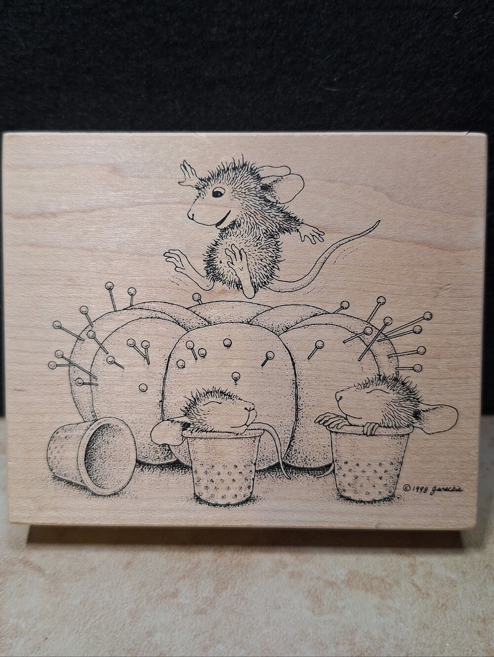 House Mouse Designs 1998 Wood Block Rubber Stamp #254 Mouse Bounce
